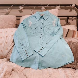 Ariat Turquoise Embroidered Western Shirt